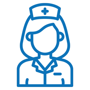 Blue outline of a nurse icon.